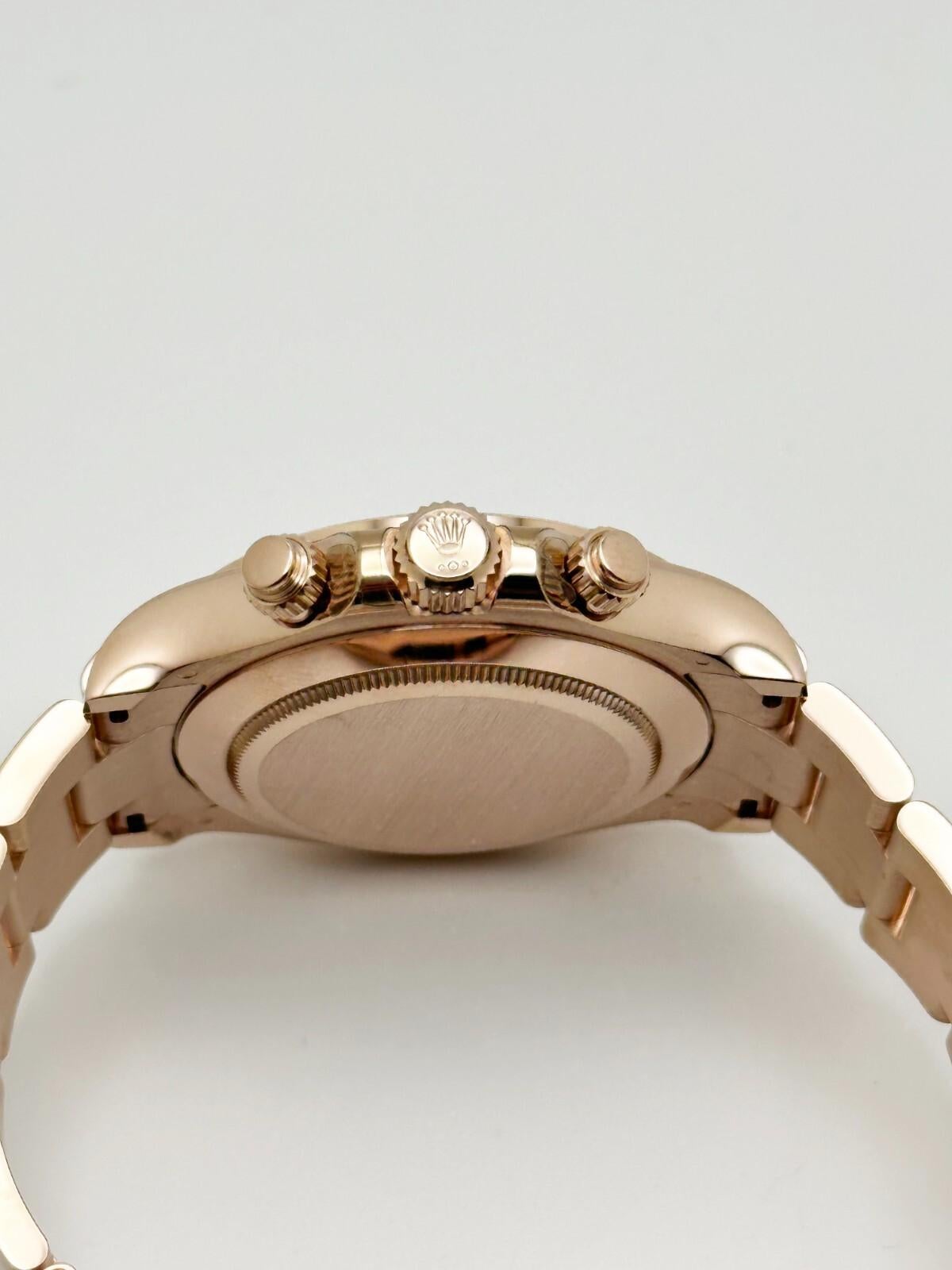 Rolex Daytona 116505 Black Diamond Dial 18K Rose Gold 40mm Box Paper 2023 en vente 3