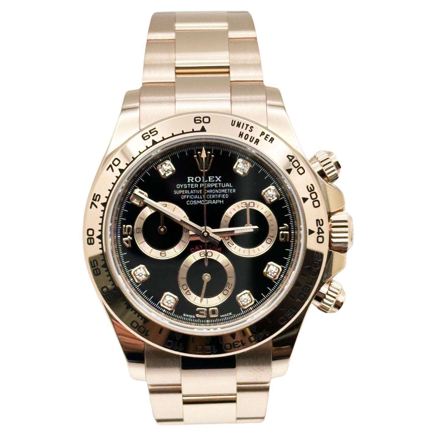 Rolex Daytona 116505 Esfera Diamante Negro Oro Rosa 18K 40mm Caja Papel 2023