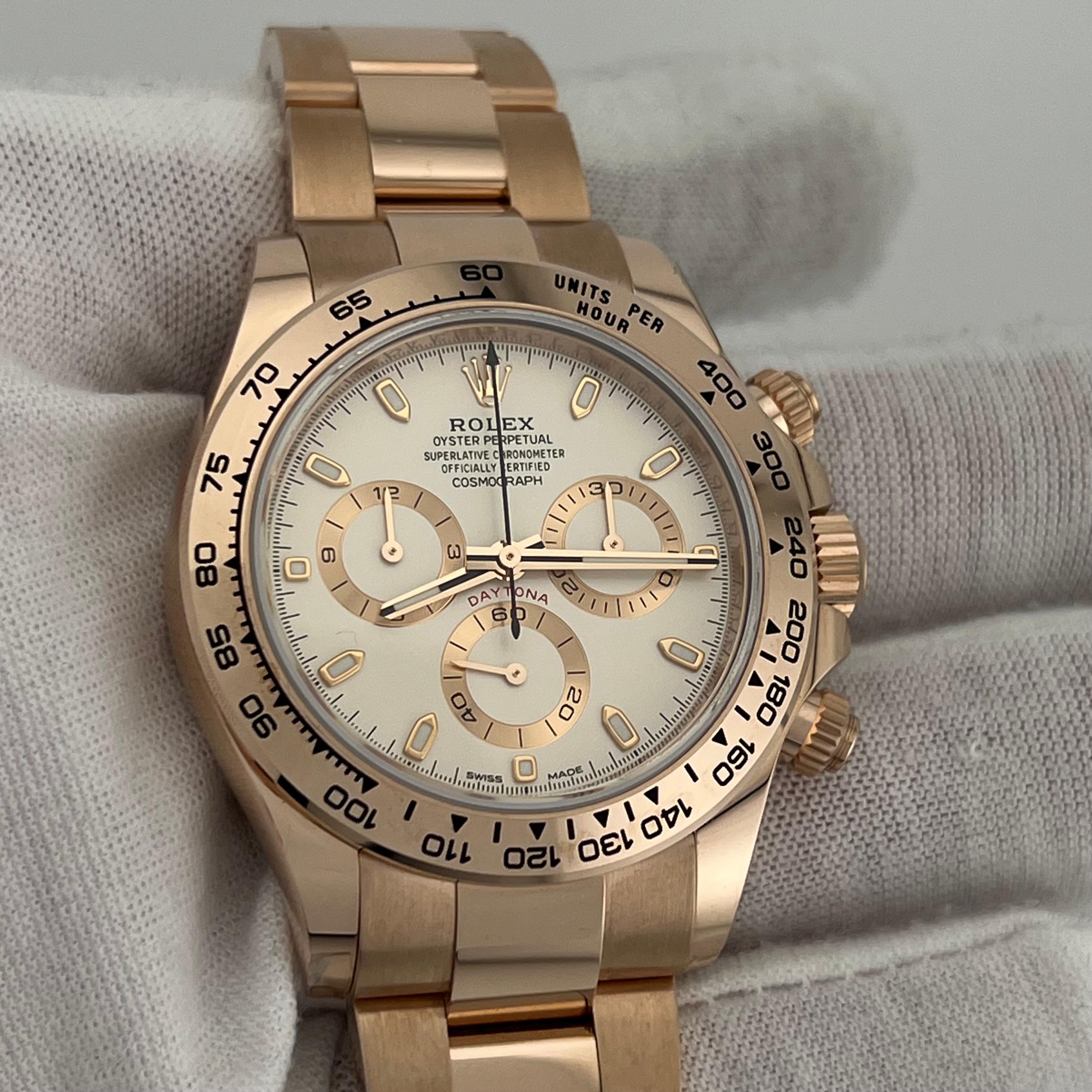 Men's Rolex Daytona 116505 White Ivory Dial 18K Rose Gold Box Paper 2023