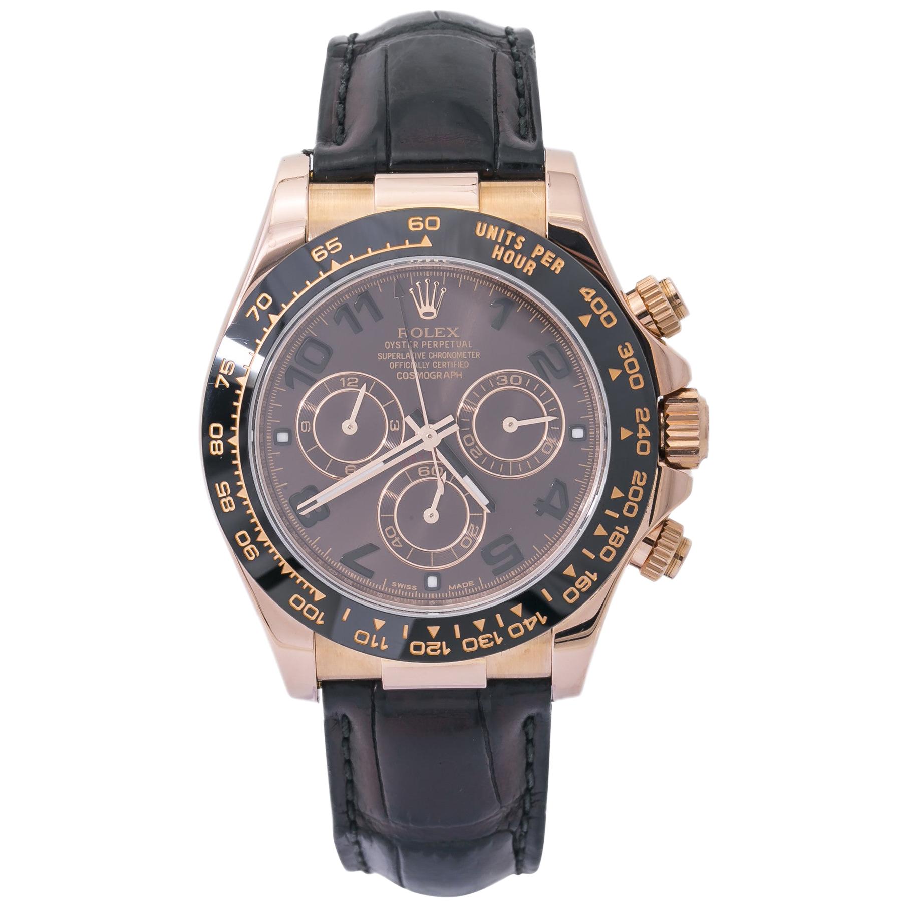 Rolex Daytona 116515LN Ceramic 18K Rose Chocolate with Papers Automatic Watch