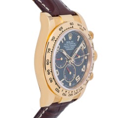 Rolex Daytona 116518 18 Karat Gold Blue Arabic Dial Automatic Watch with Paper
