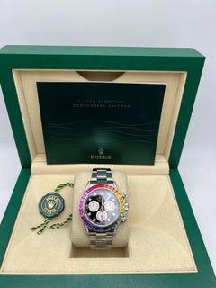Rolex Daytona 116520 40mm Custom Rainbow Sapphire Bezel Diamond Lugs Box Set