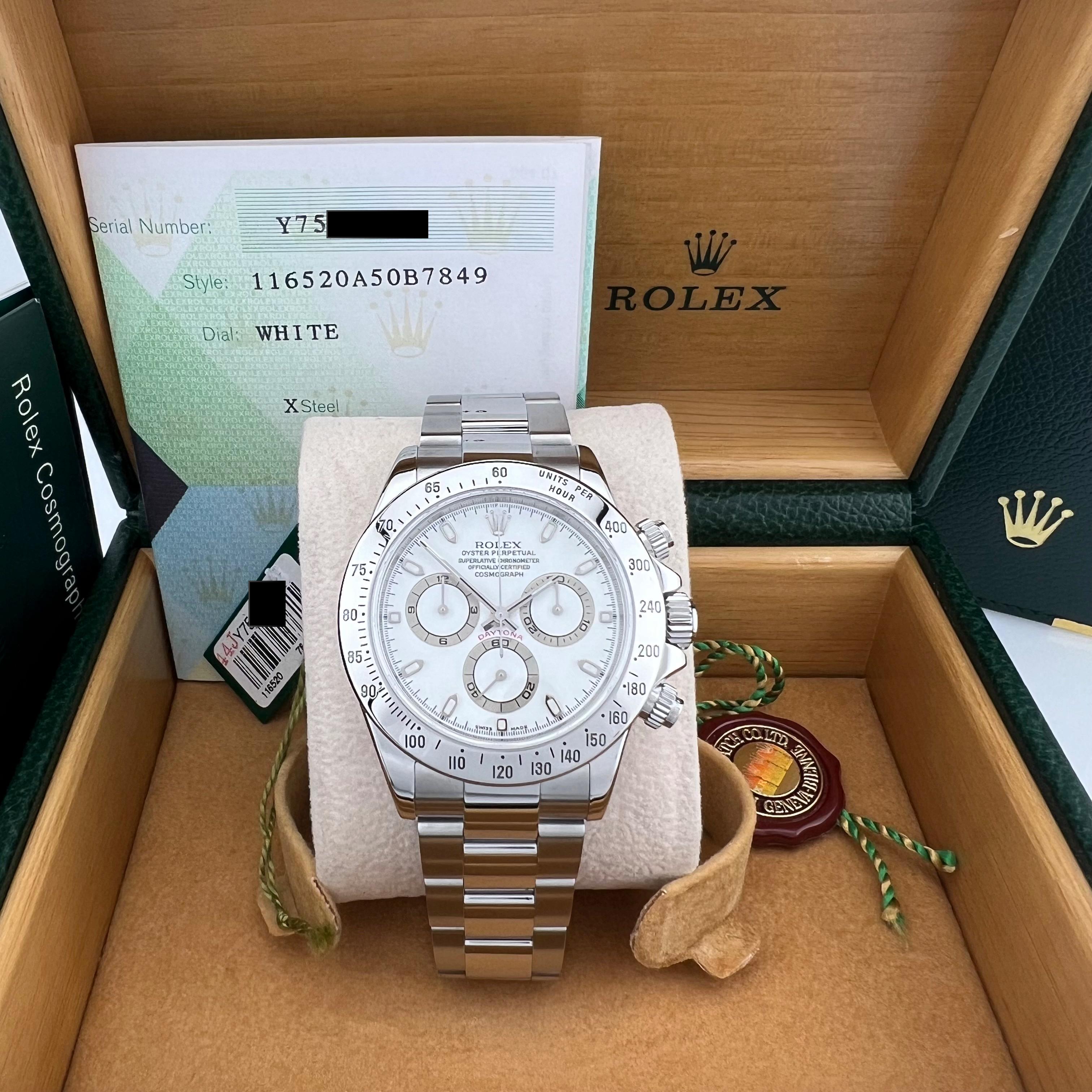 Rolex Daytona 116520 40mm Quadrante Bianco Acciaio Inox Scatola Documenti in vendita 8