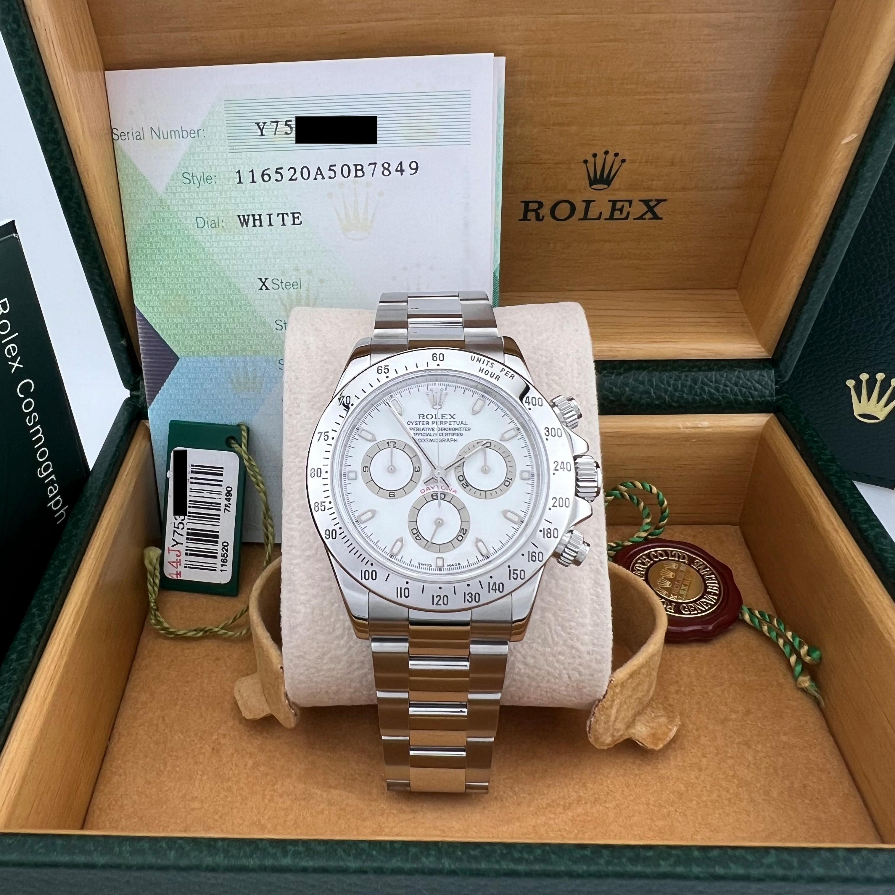 Rolex Daytona 116520 40mm Quadrante Bianco Acciaio Inox Scatola Documenti in vendita 1