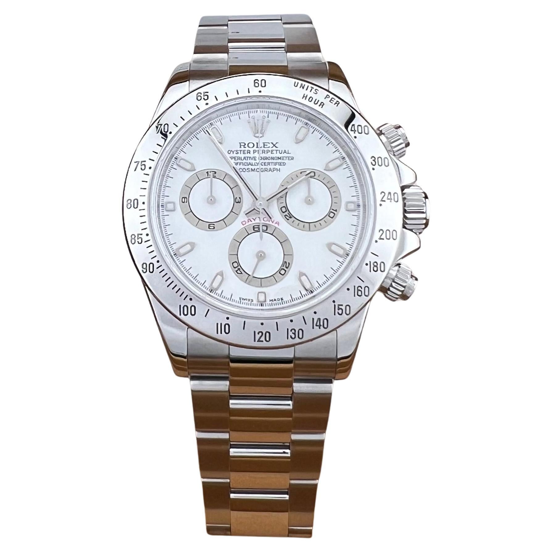 Rolex Daytona 116520 40mm White Dial Stainless Steel Box Papers