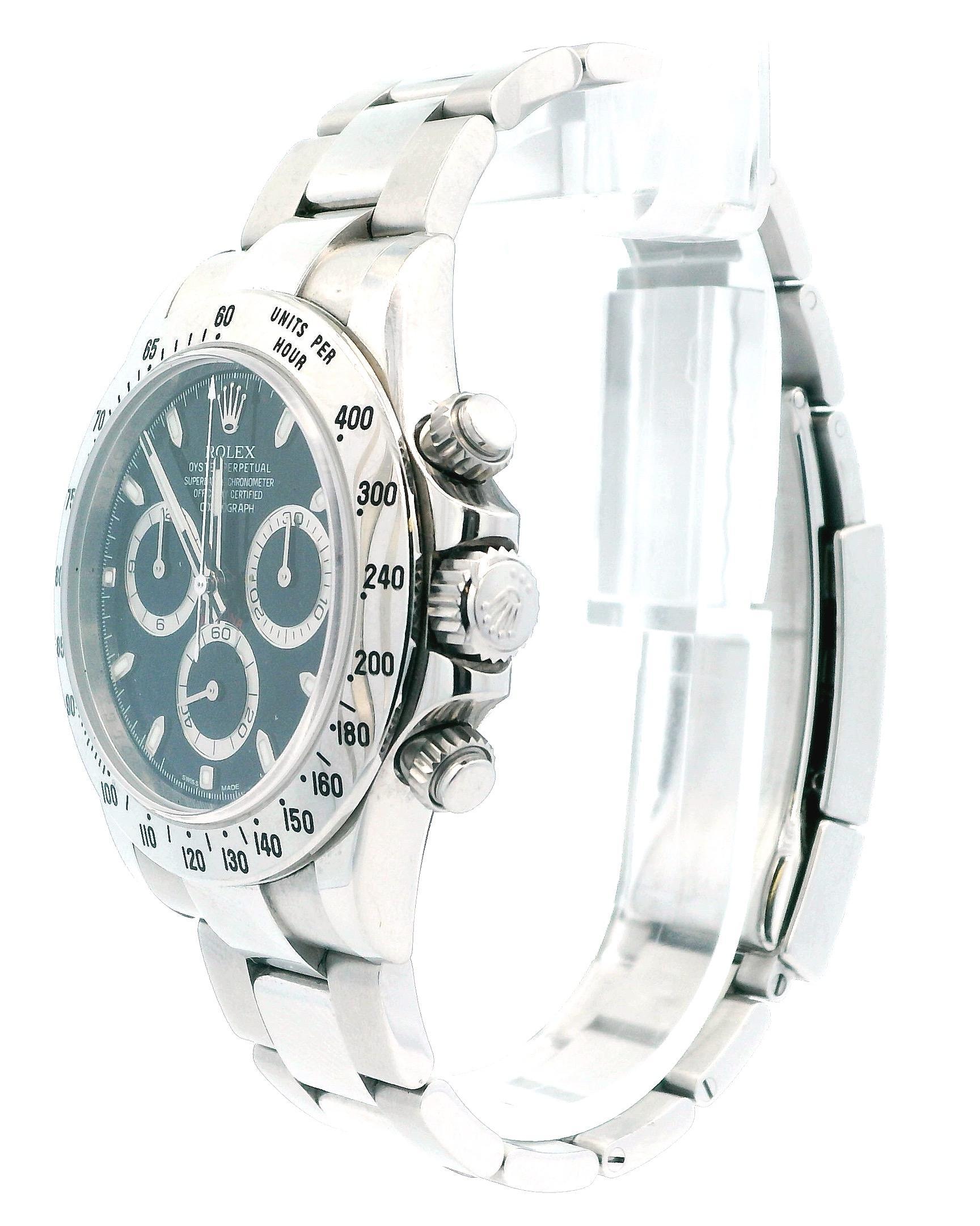 Rolex Daytona 116520 Black 'APH' Dial Watch Box & Papers In Excellent Condition For Sale In Great Neck Plaza, NY