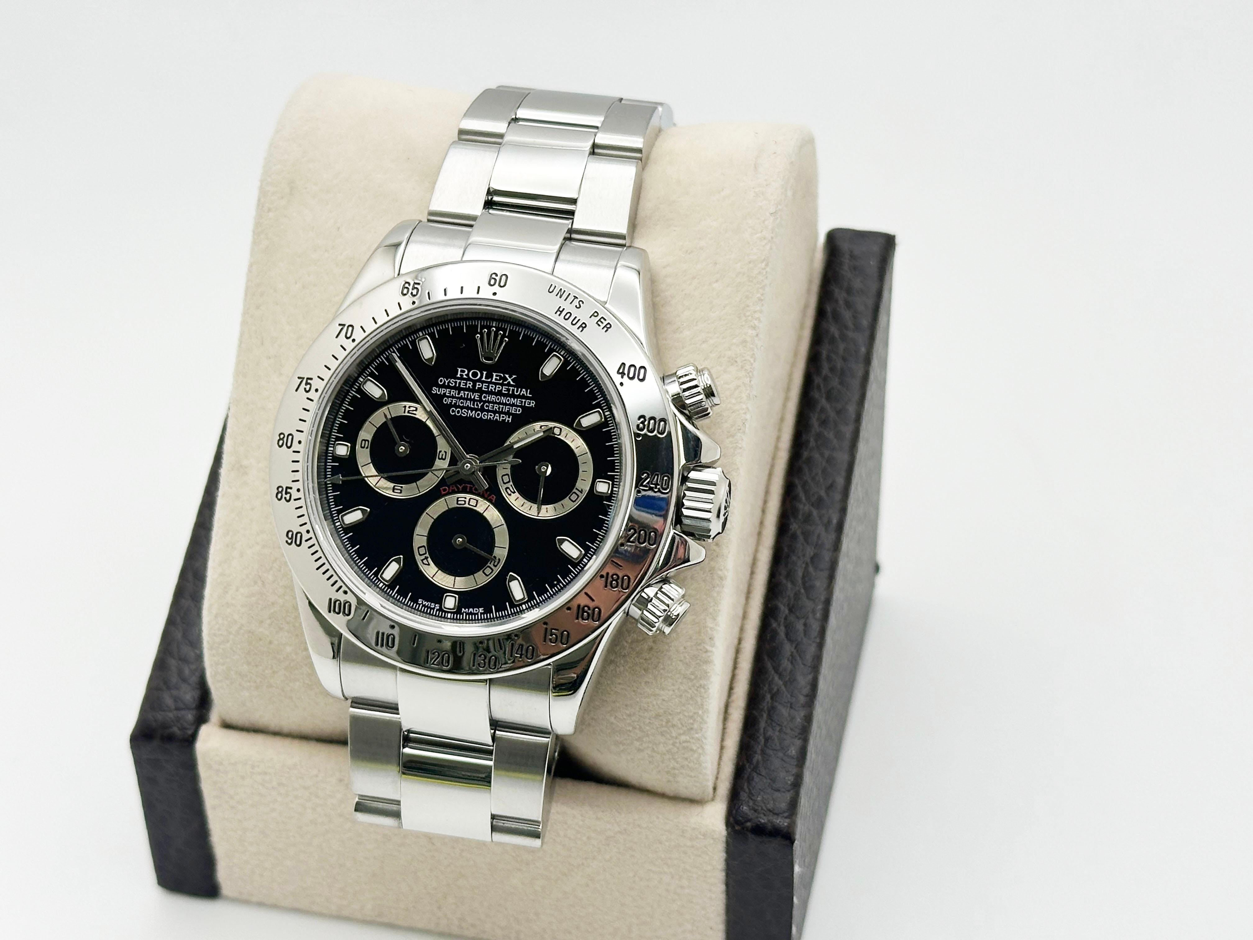 De los hombres Rolex Daytona 116520 Black Dial Stainless Steel Box Paper 40mm en venta
