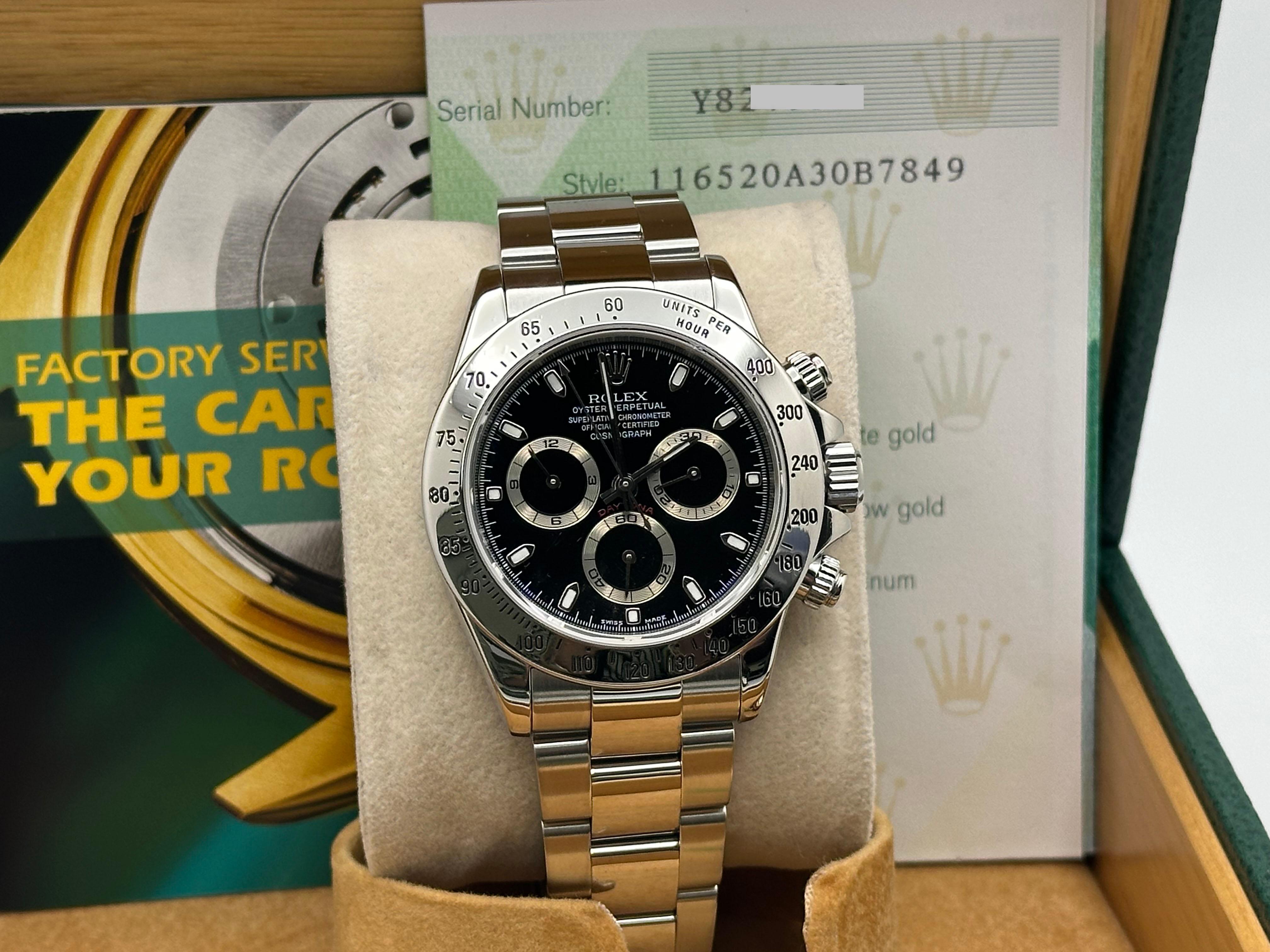 Rolex Daytona 116520 Black Dial Stainless Steel Box Paper 40mm en venta 4