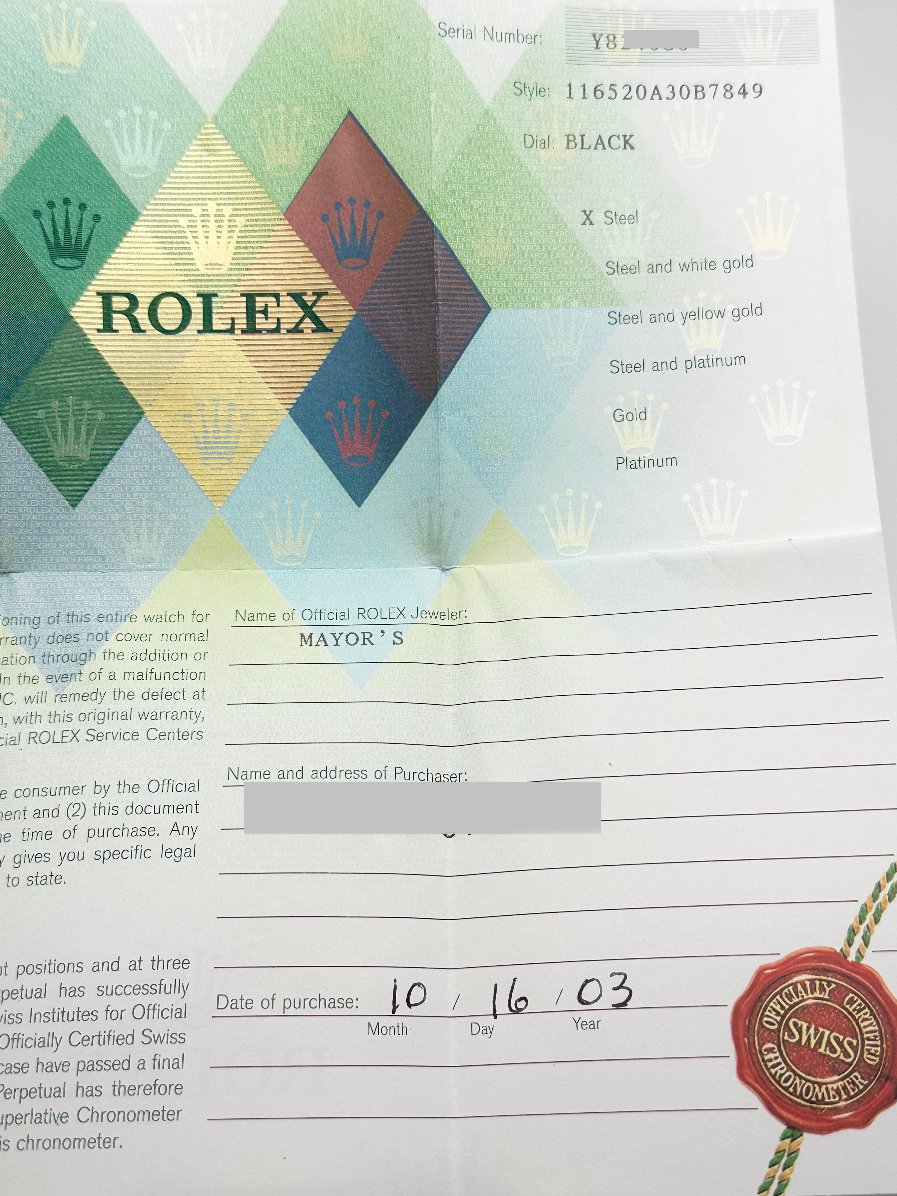 Rolex Daytona 116520 Black Dial Stainless Steel Box Paper 40mm en venta 5