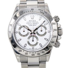 Montre Rolex Daytona 116520 Cosmograph à lunette gravée et cadran blanc avec boucle, neuve