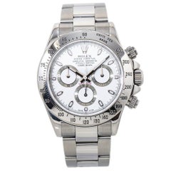 Rolex Daytona 116520 Cosmograph Engraved Bezel New Buckle White Dial Watch
