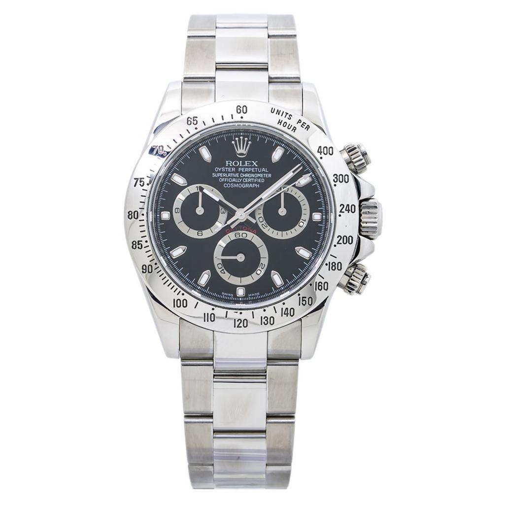 Rolex Daytona 116520 Rehaut V 2009 Fat Buckle Cosmograph Black Dial Watch For Sale