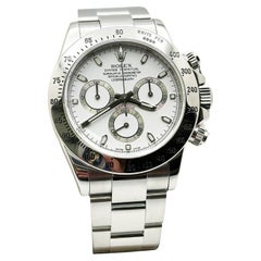 Rolex Daytona 116520 Montre blanche avec cadran en acier inoxydable 40 mm et papier boîte 2012