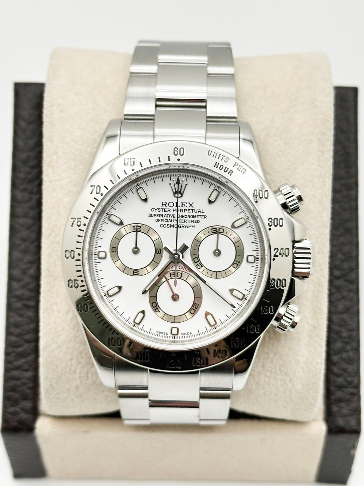 Rolex Daytona 116520 Weißes Zifferblatt Edelstahl-Kastenbuchstabe 40mm im Angebot 7