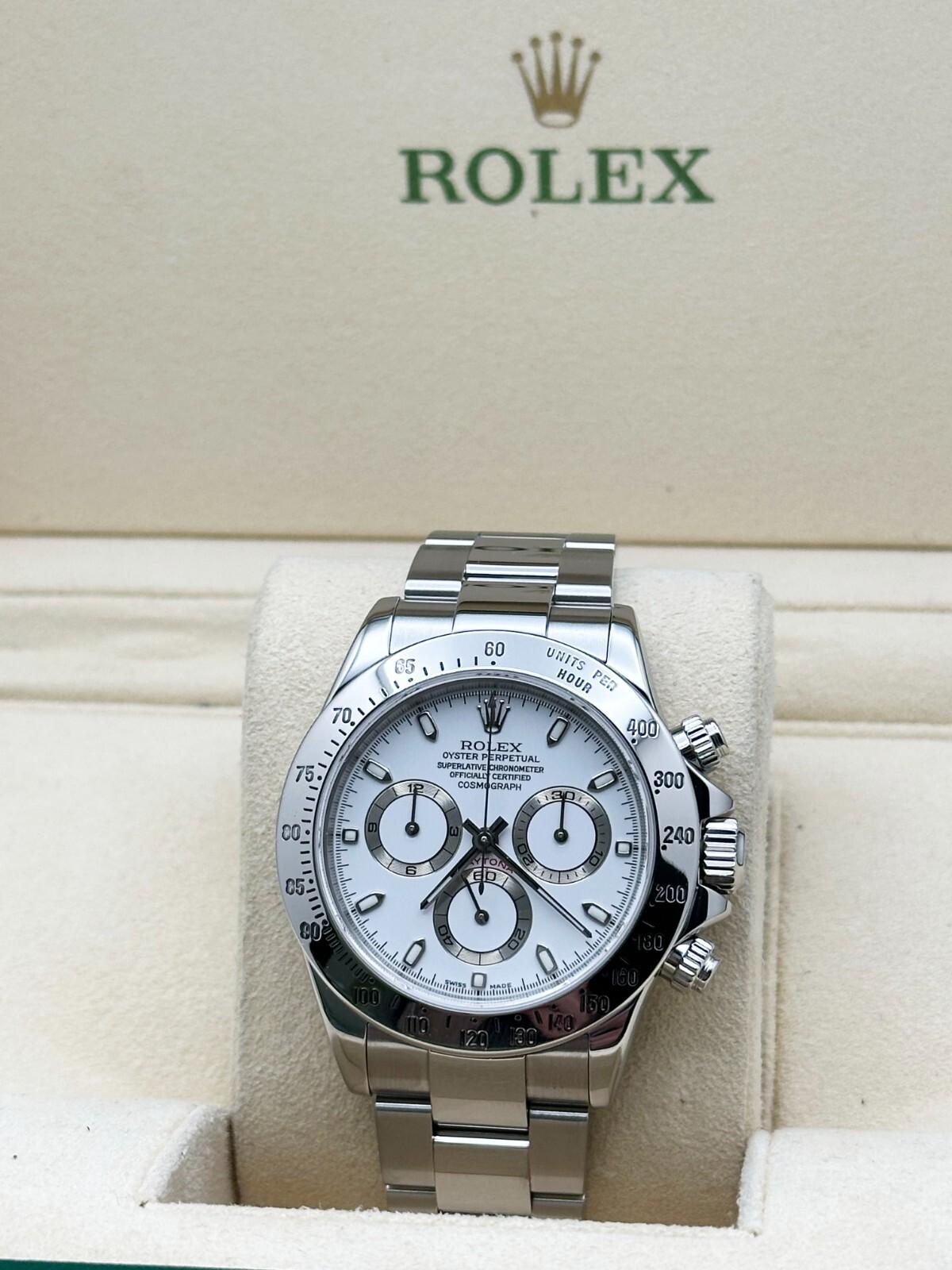 Rolex Daytona 116520 Weißes Zifferblatt Edelstahl-Kastenbuchstabe 40mm im Angebot 2