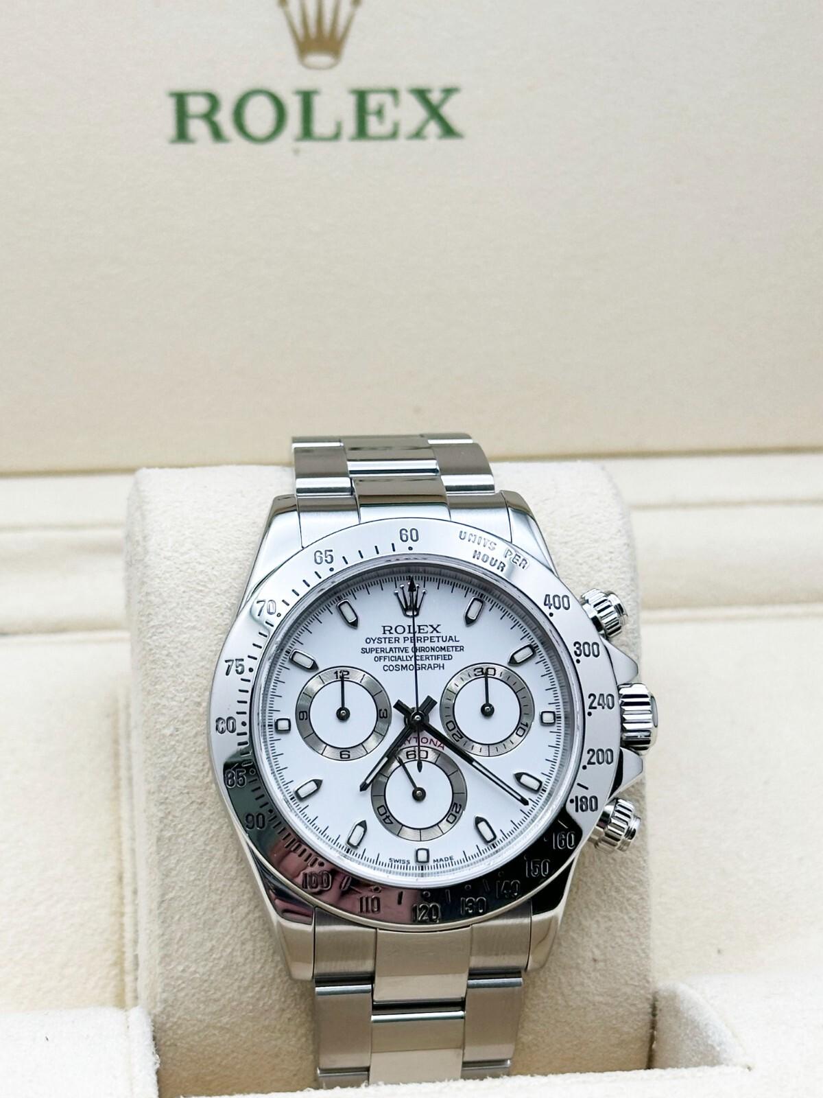 Rolex Daytona 116520 Weißes Zifferblatt Edelstahl-Kastenbuchstabe 40mm im Angebot 4