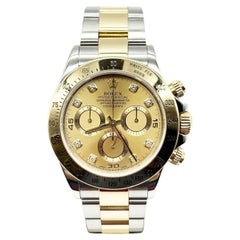 Rolex Daytona 116523 Diamond Dial 18k Yellow Gold Stainless Box Paper 2003