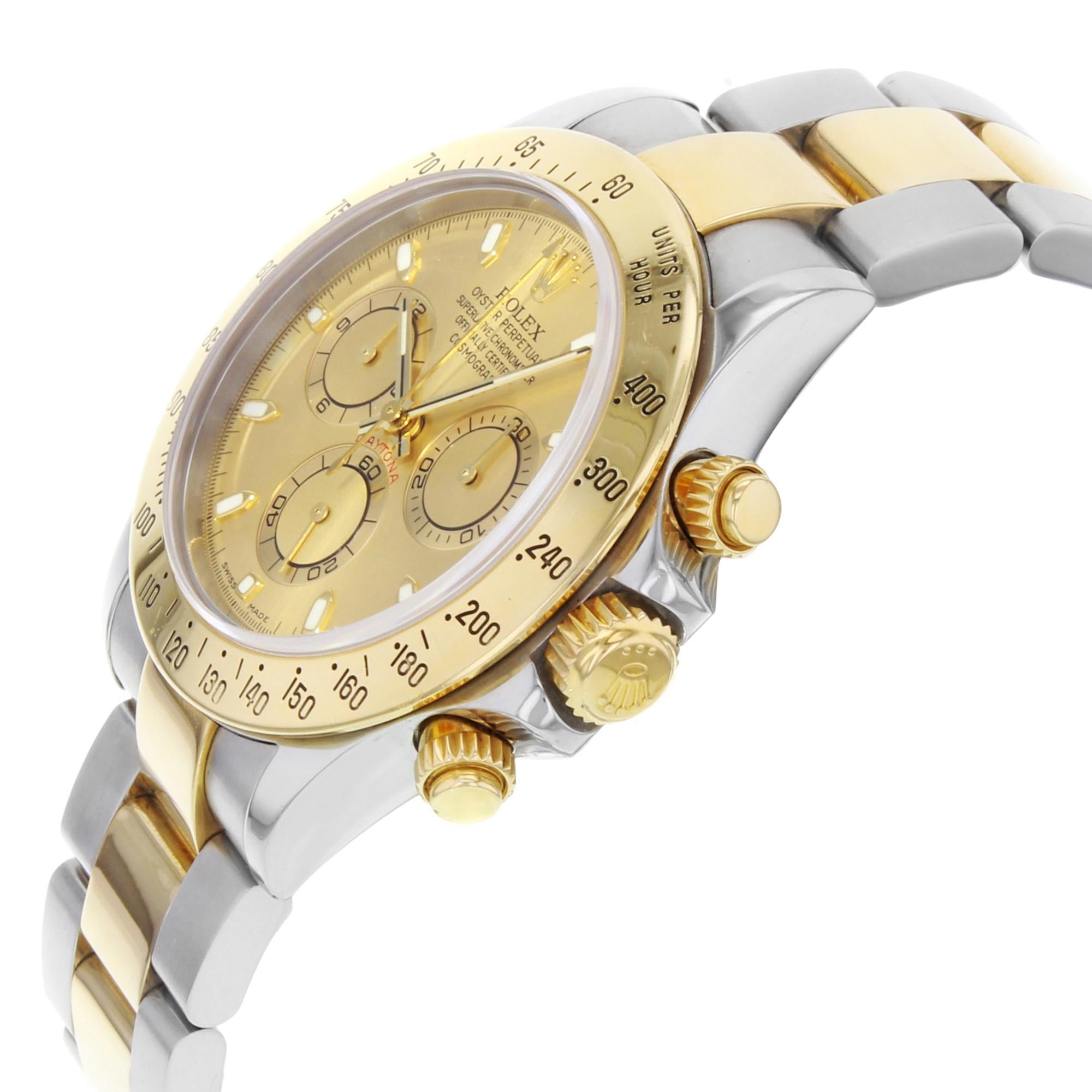 Rolex Daytona 116523 Champagne Sticks 2000 Two Tone Steel 18K Yellow Gold Watch