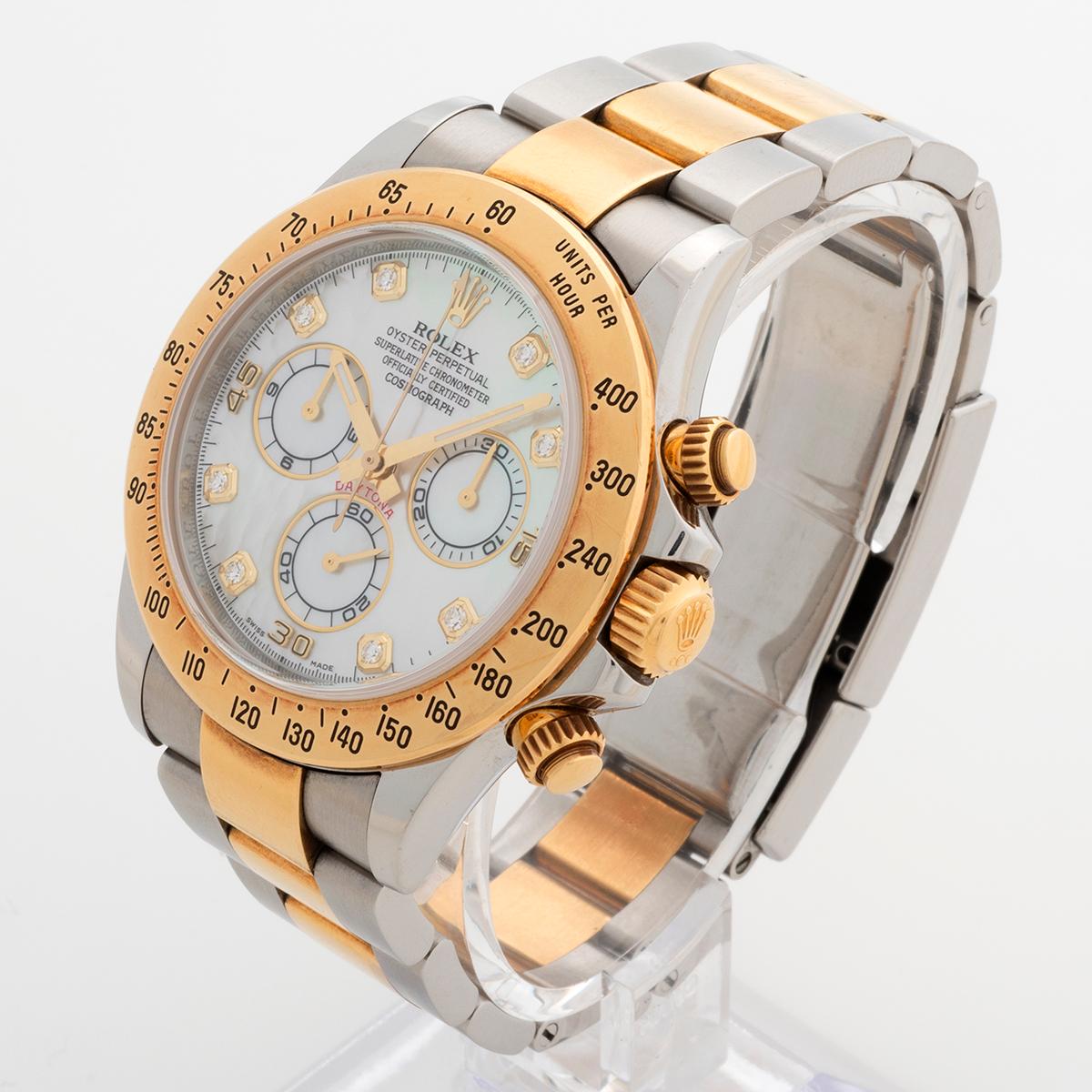 Rolex Daytona 116523, cadran nacre et diamants, set complet, année 2012. en vente 1