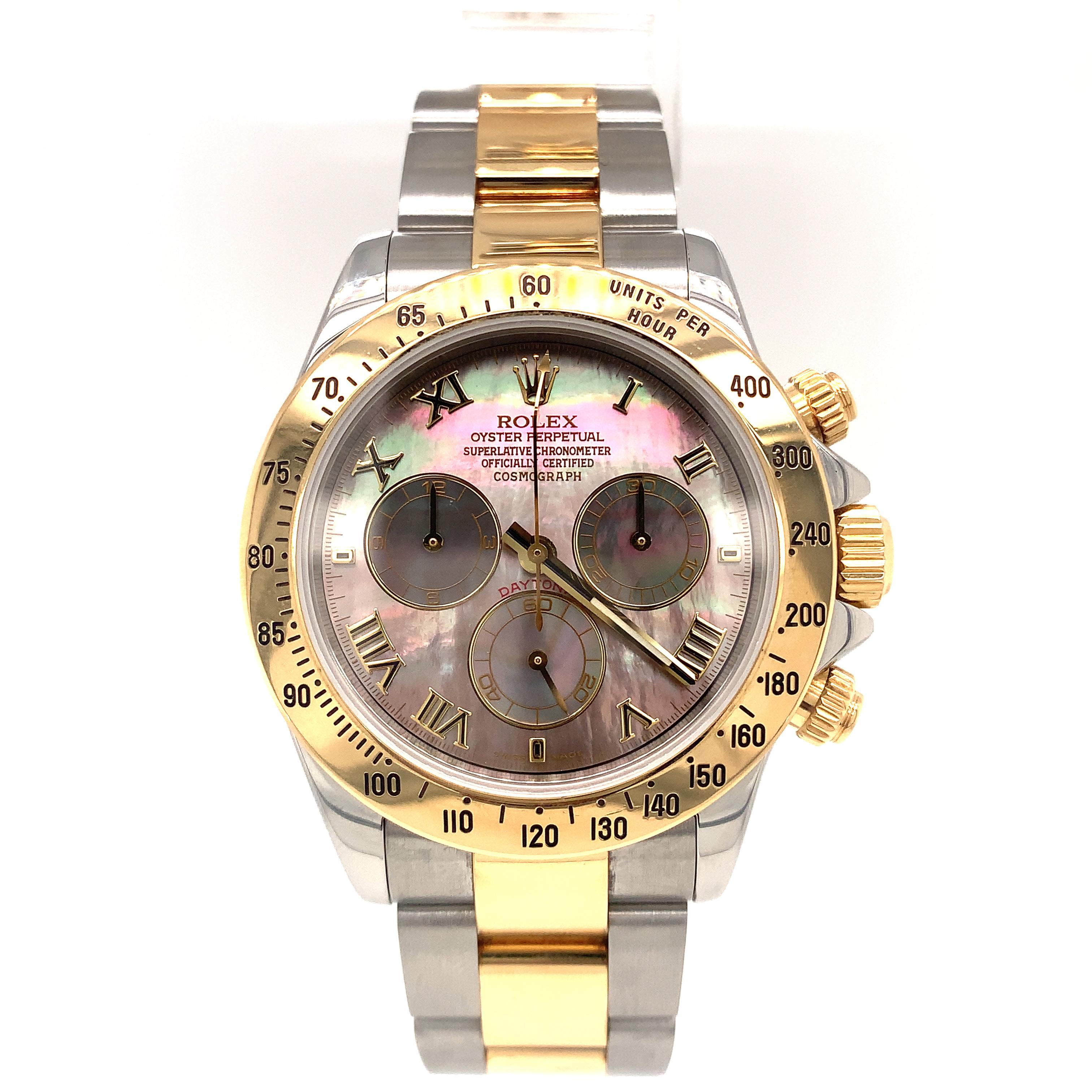 Modernist Rolex Daytona 116523 Stainless Steel 18k Yellow Gold  Mother of Pearl Dial