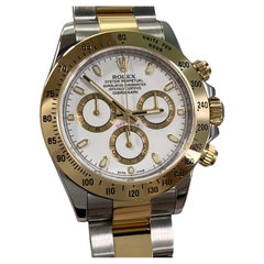 Rolex Daytona 116523 White Dial 18K Yellow Gold Stainless Steel Box Paper 40mm