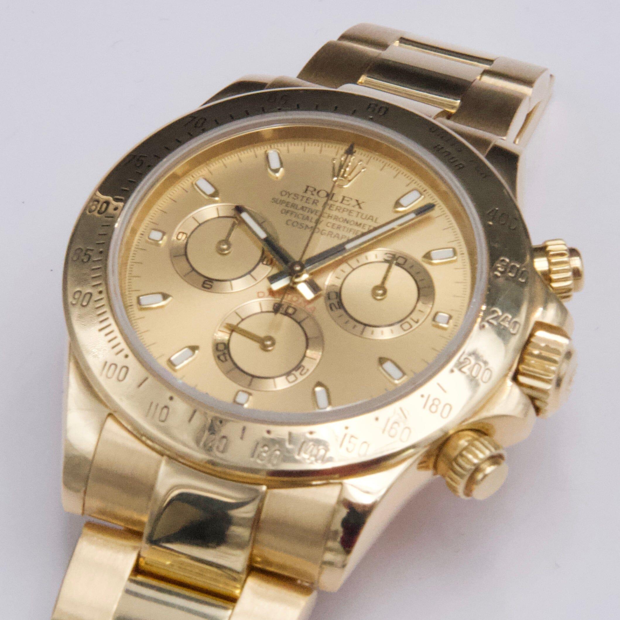 Rolex Daytona 116528 Champagne Dial Mens Watch Box Papers Excellent état - En vente à Great Neck, NY