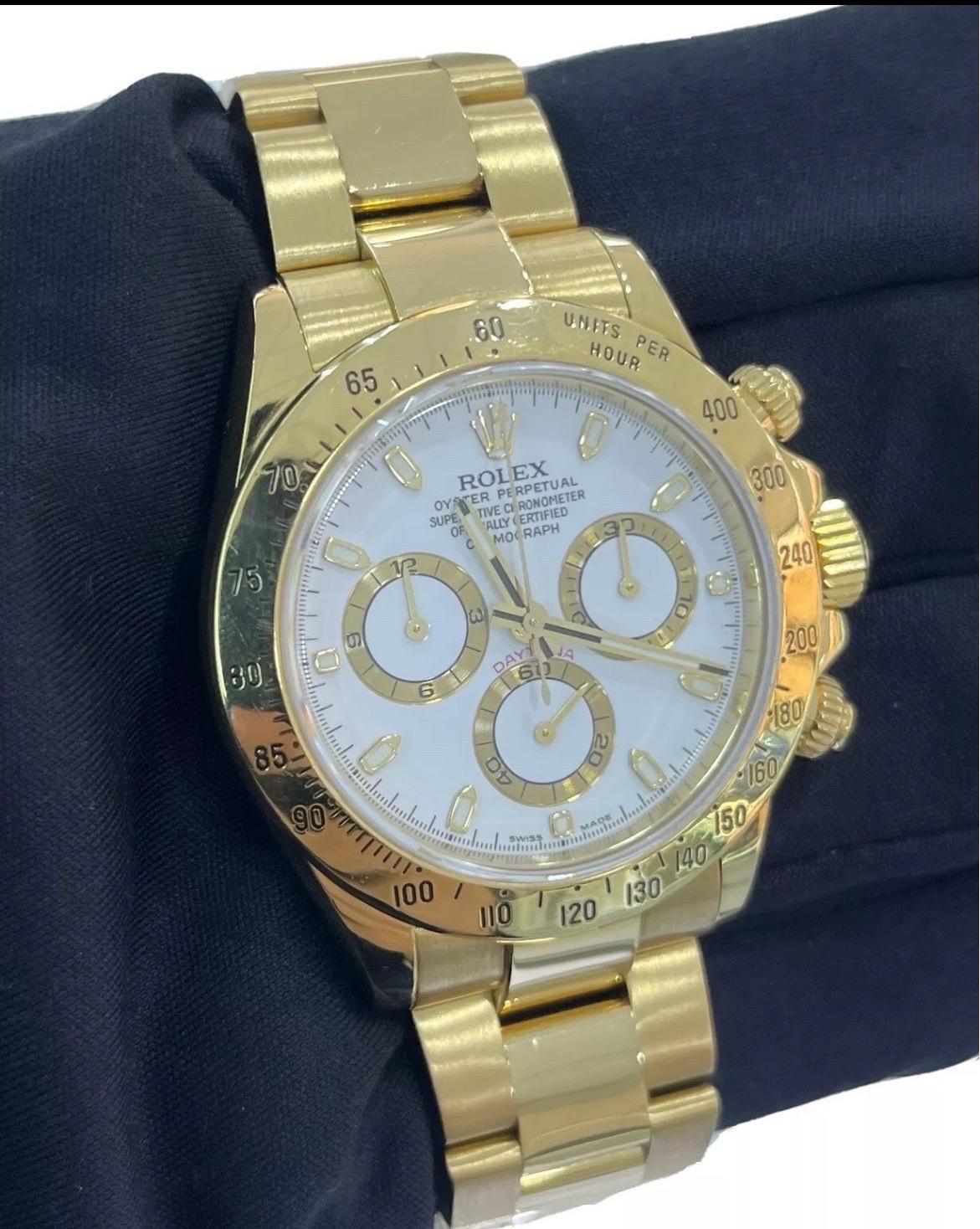 Reloj Rolex Daytona 116528 Crono Esfera Blanca Oro Amarillo 18k 40mm en venta 3