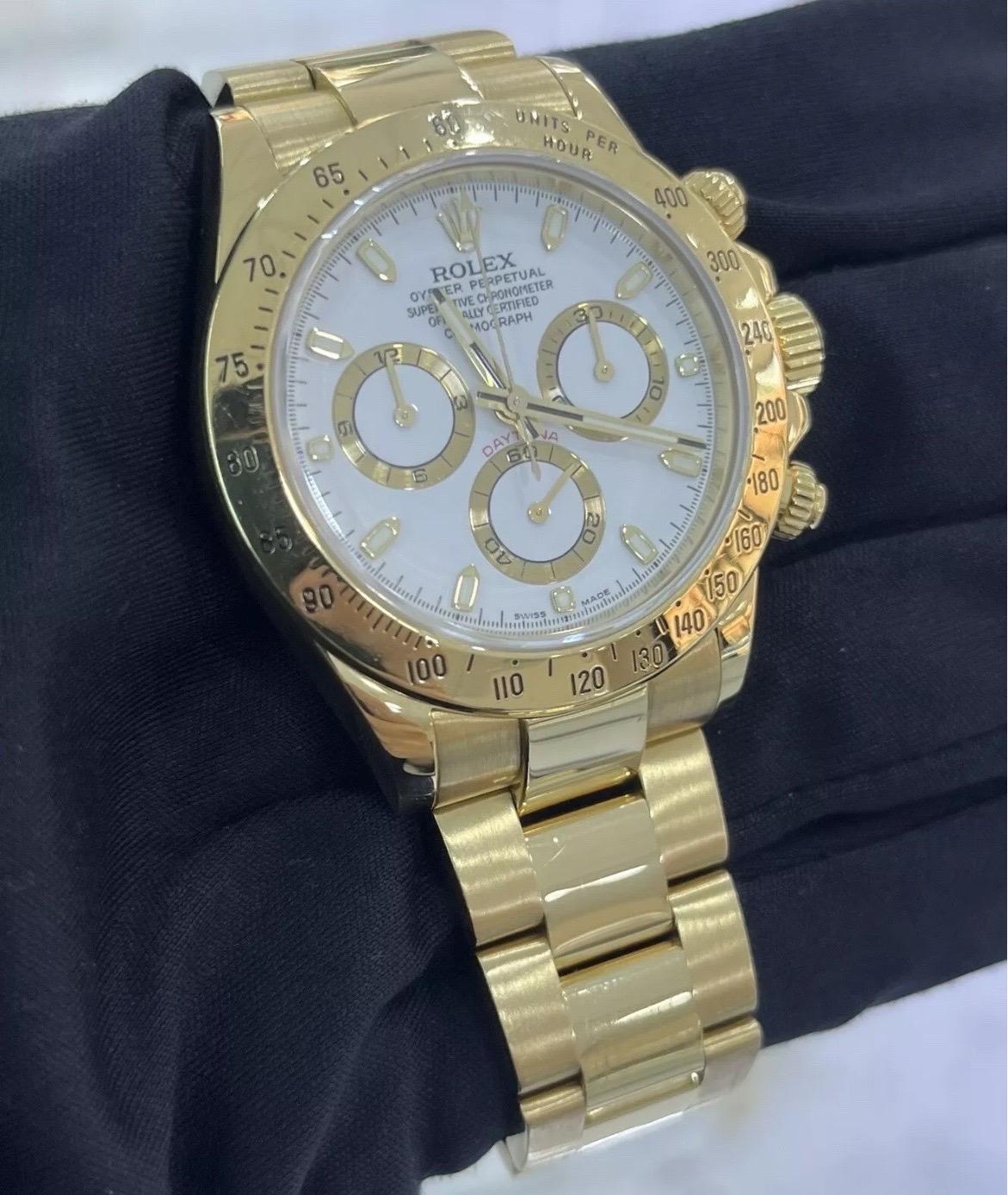 Reloj Rolex Daytona 116528 Crono Esfera Blanca Oro Amarillo 18k 40mm en venta 4