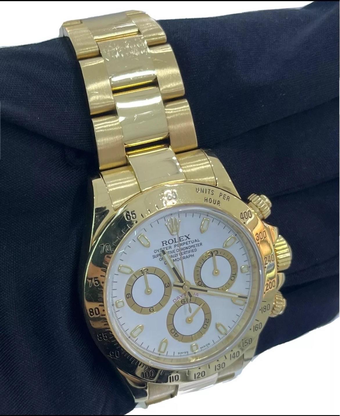 Reloj Rolex Daytona 116528 Crono Esfera Blanca Oro Amarillo 18k 40mm en venta 5