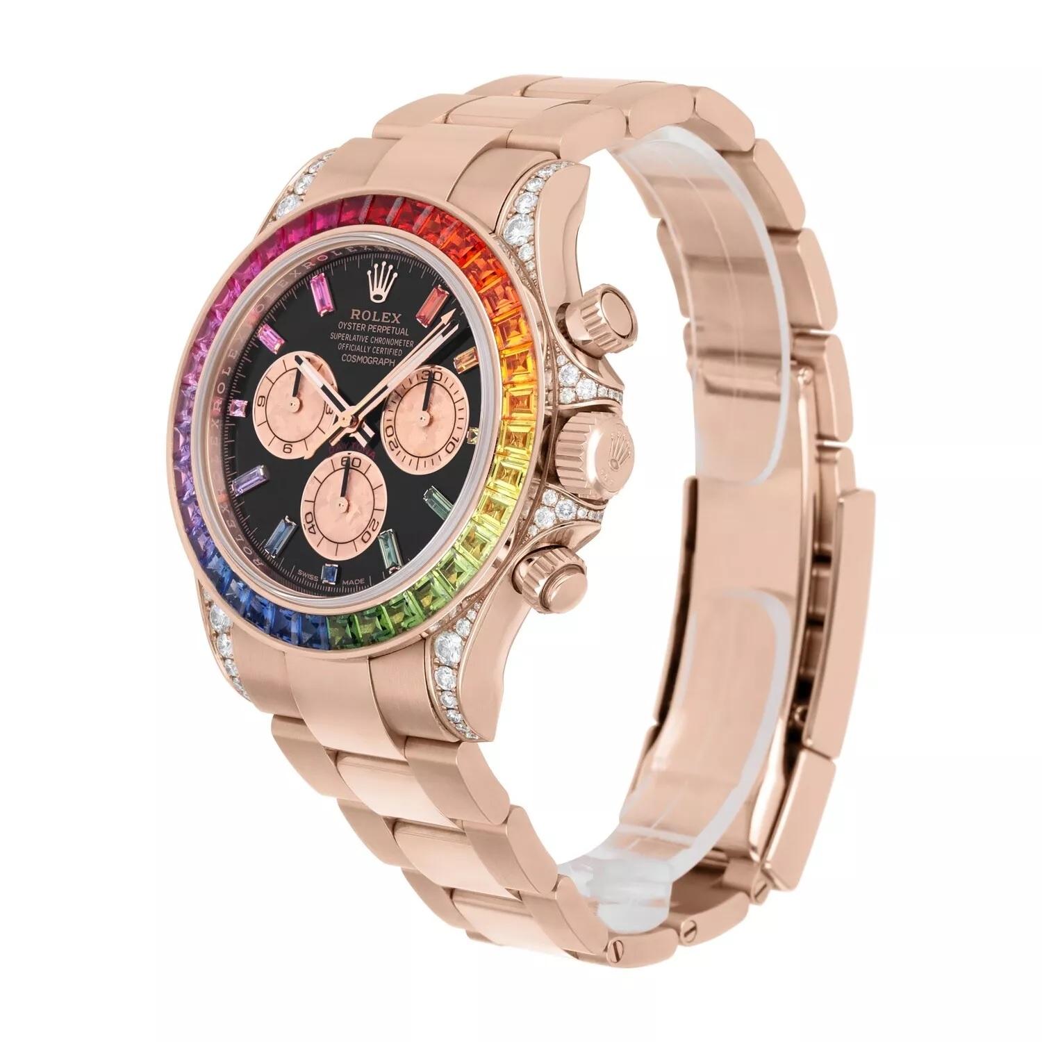 Rolex Daytona 116595RBOW 'Rainbow' Oro Rosa Quadrante Nero Orologio MINT 2018 In condizioni ottime a New York, NY