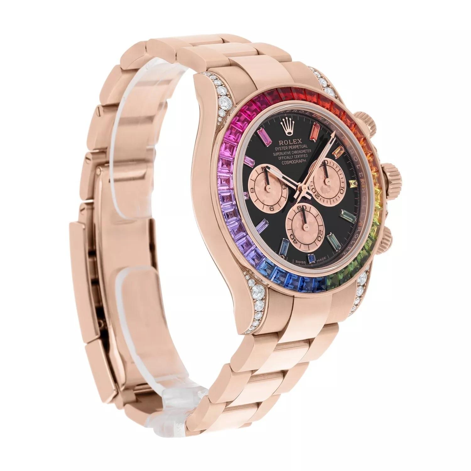 Rolex Daytona 116595RBOW 'Rainbow' Oro Rosa Quadrante Nero Orologio MINT 2018 1