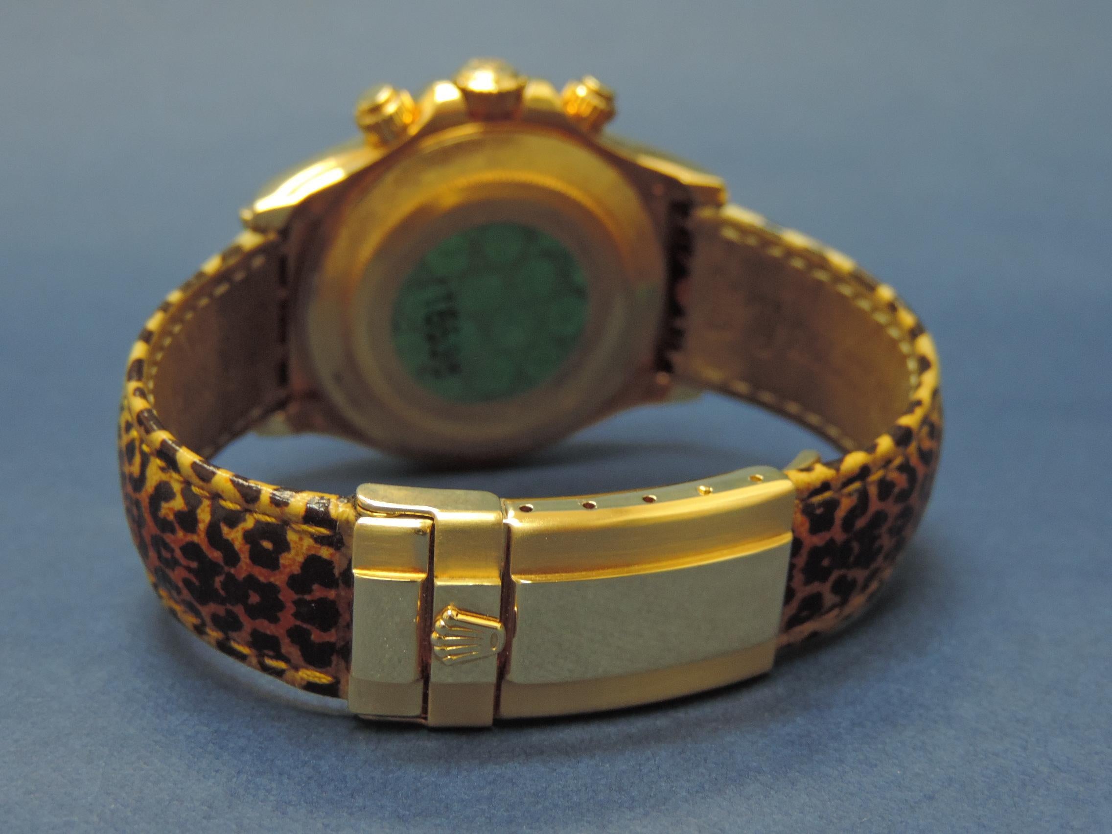 Rolex Daytona 18k Gold Leopard Watch  In Excellent Condition For Sale In Ft. Lauderdale, FL