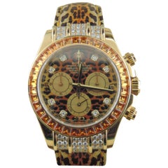 Used Rolex Daytona 18k Gold Leopard Watch 