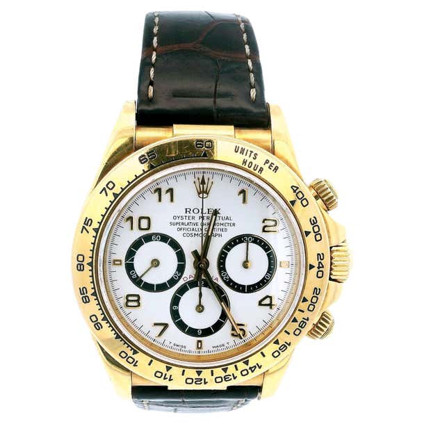 Rolex Daytona 16518 18K Yellow Gold White Dial Mens Watch For Sale at ...