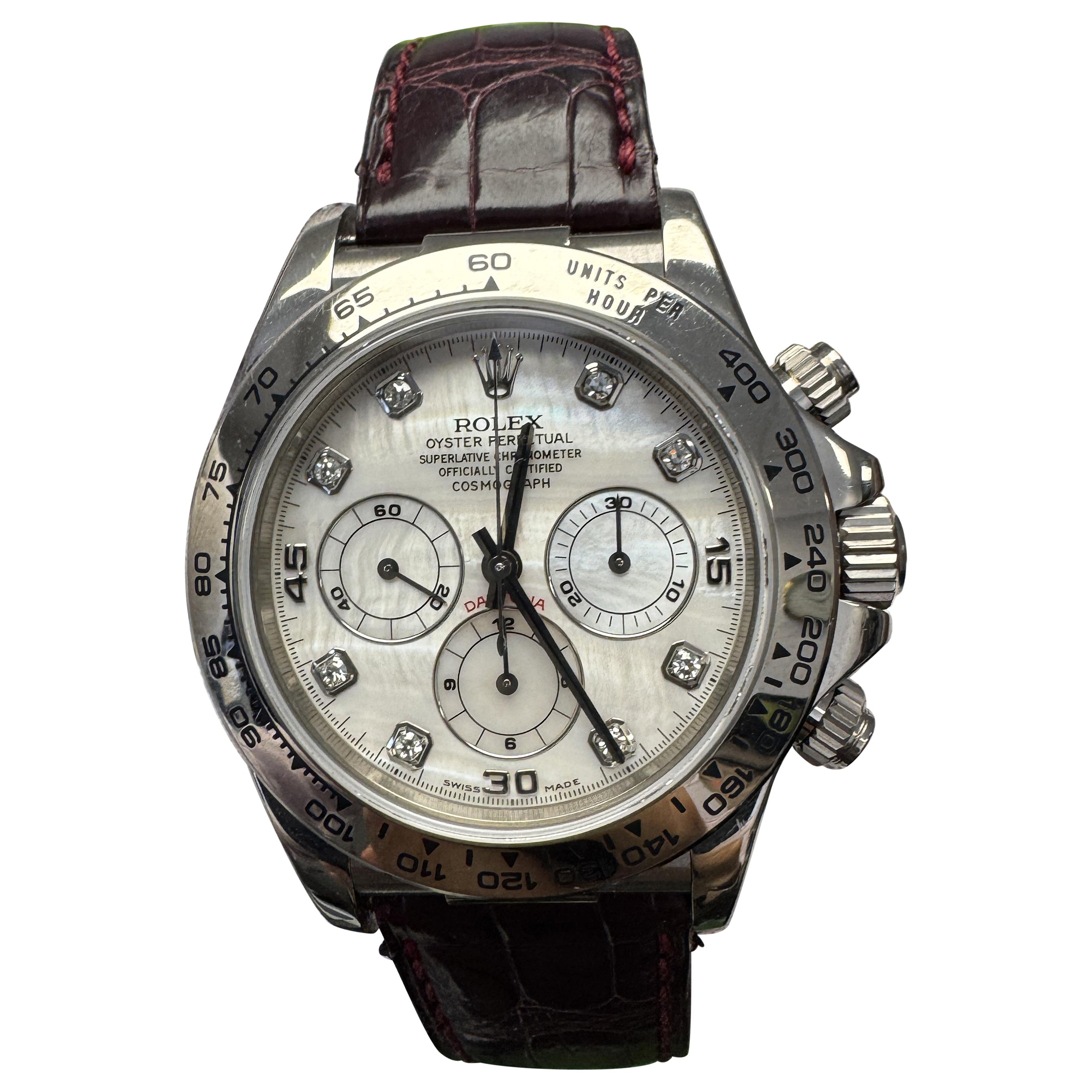 Rolex Daytona 16519 
Zenith
 Or blanc 18K MOP Diamond W/Papers en vente