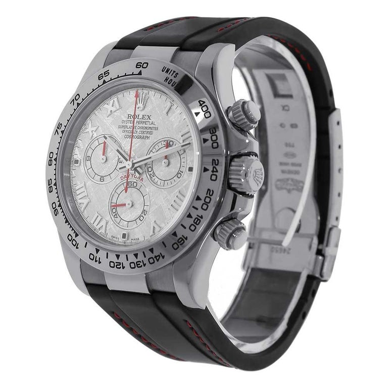 Rolex Daytona 18 Karat White Gold Meteorite Dial Leather Strap Watch 116519 at 1stDibs 116519