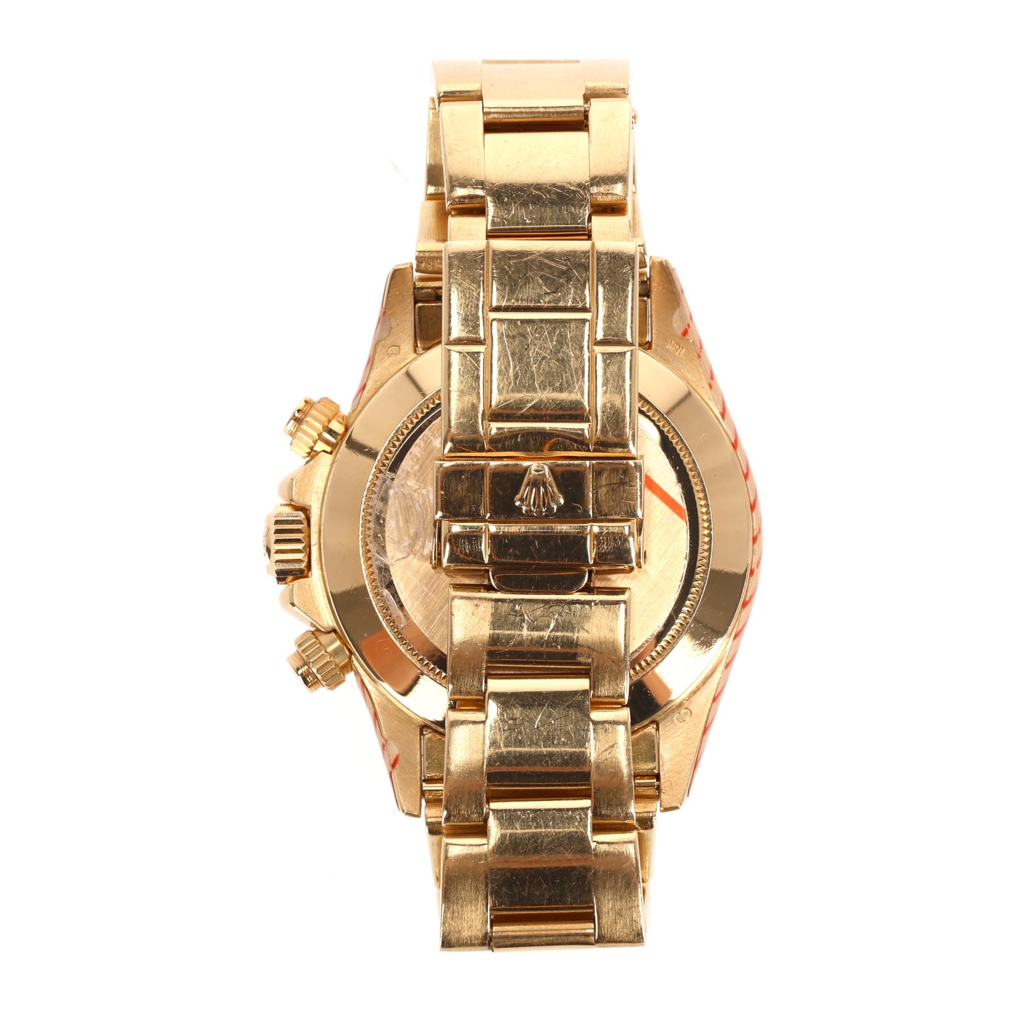 Women's or Men's Rolex Daytona 18k Gold With Black Face & Diamond Dot Dial For Sale
