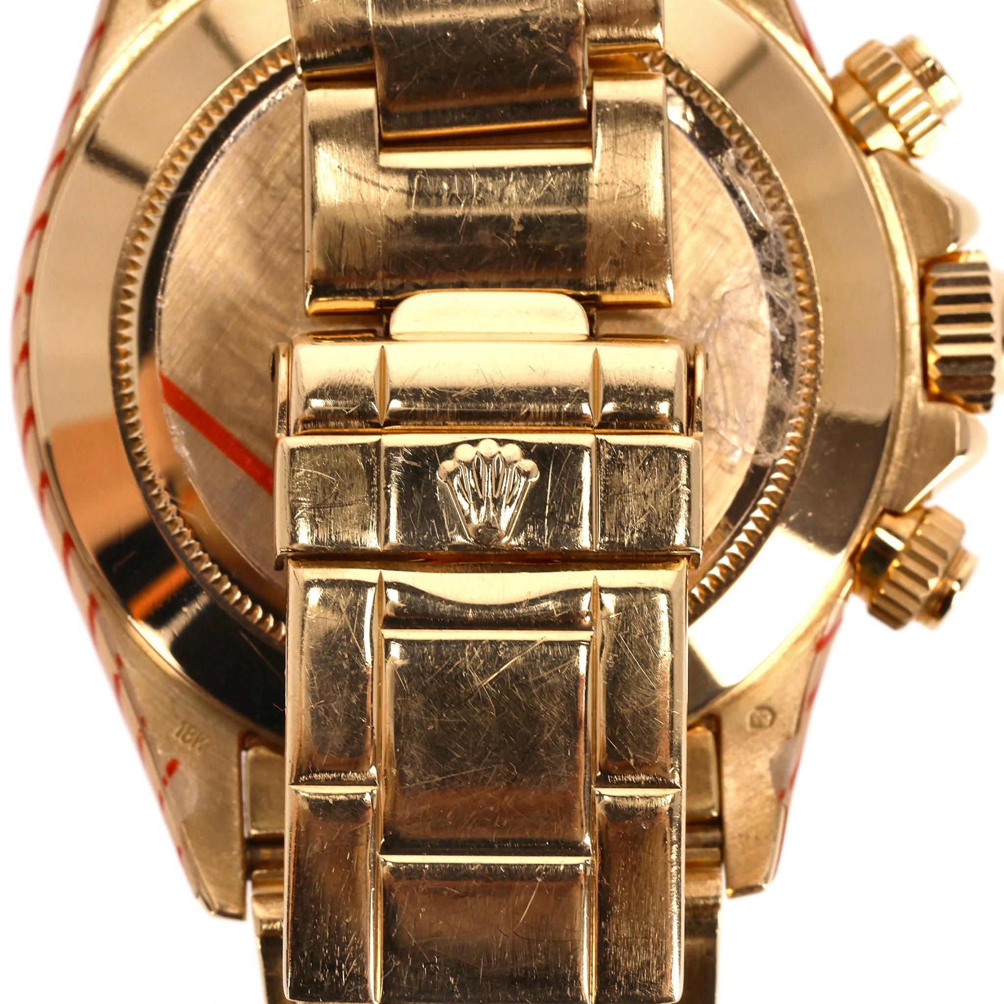 Rolex Daytona 18k Gold With Black Face & Diamond Dot Dial For Sale 2