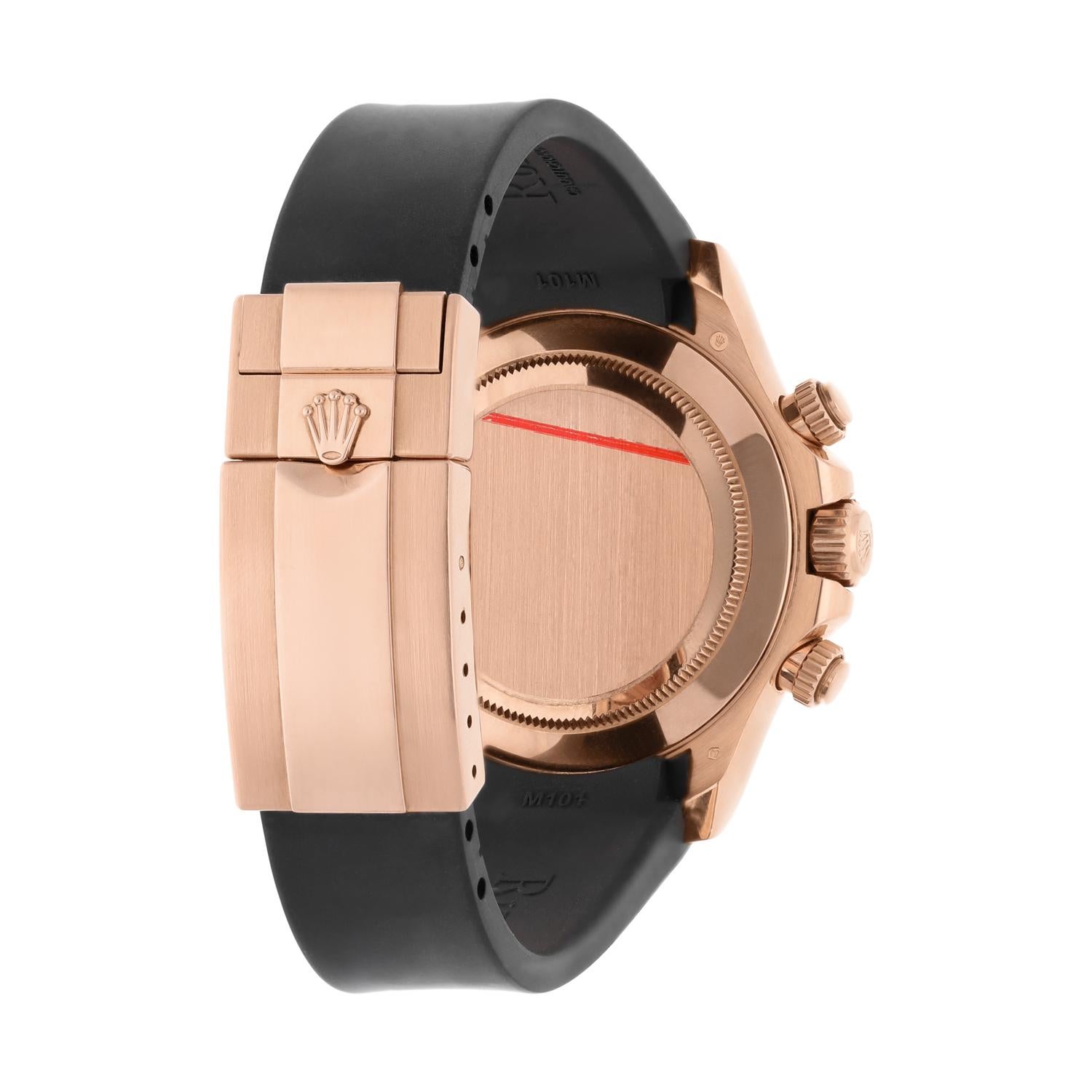 Rolex Daytona 18k Roségold Schokoladenbraune 40mm Uhr mit arabischem Zifferblatt Gummiband 116515 2