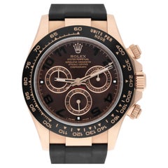 Rolex Daytona 18k Roségold Schokoladenbraune 40mm Uhr mit arabischem Zifferblatt Gummiband 116515