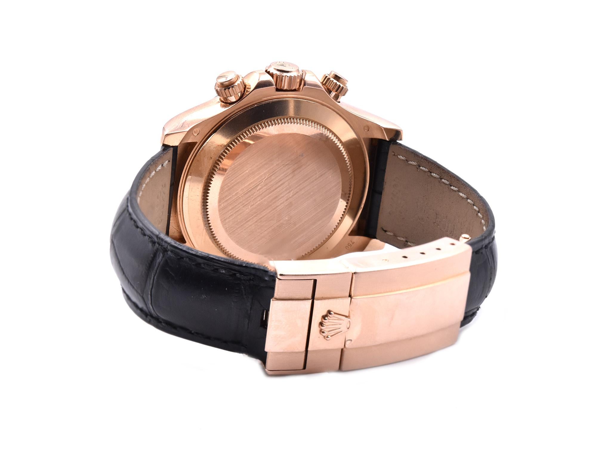 rolex daytona rose gold leather strap
