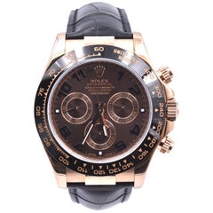 Rolex Daytona 18k Rose Gold Cosmograph Watch with Black Alligator Strap Ref. #11
