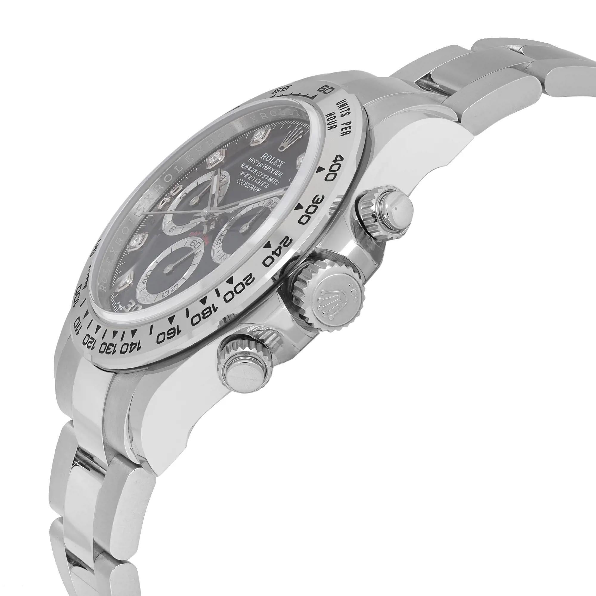 Rolex Daytona 18K White Gold Black Diamond Dial Automatic Mens Watch 116509 Neuf - En vente à New York, NY