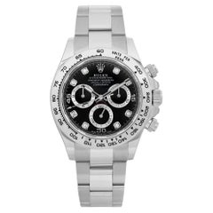 Rolex Daytona 18K White Gold Black Diamond Dial Automatic Mens Watch 116509