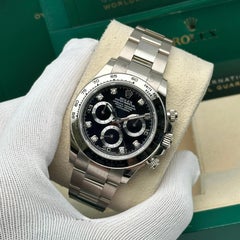 Rolex Daytona 18K White Gold Black Diamond Dial Watch 116509