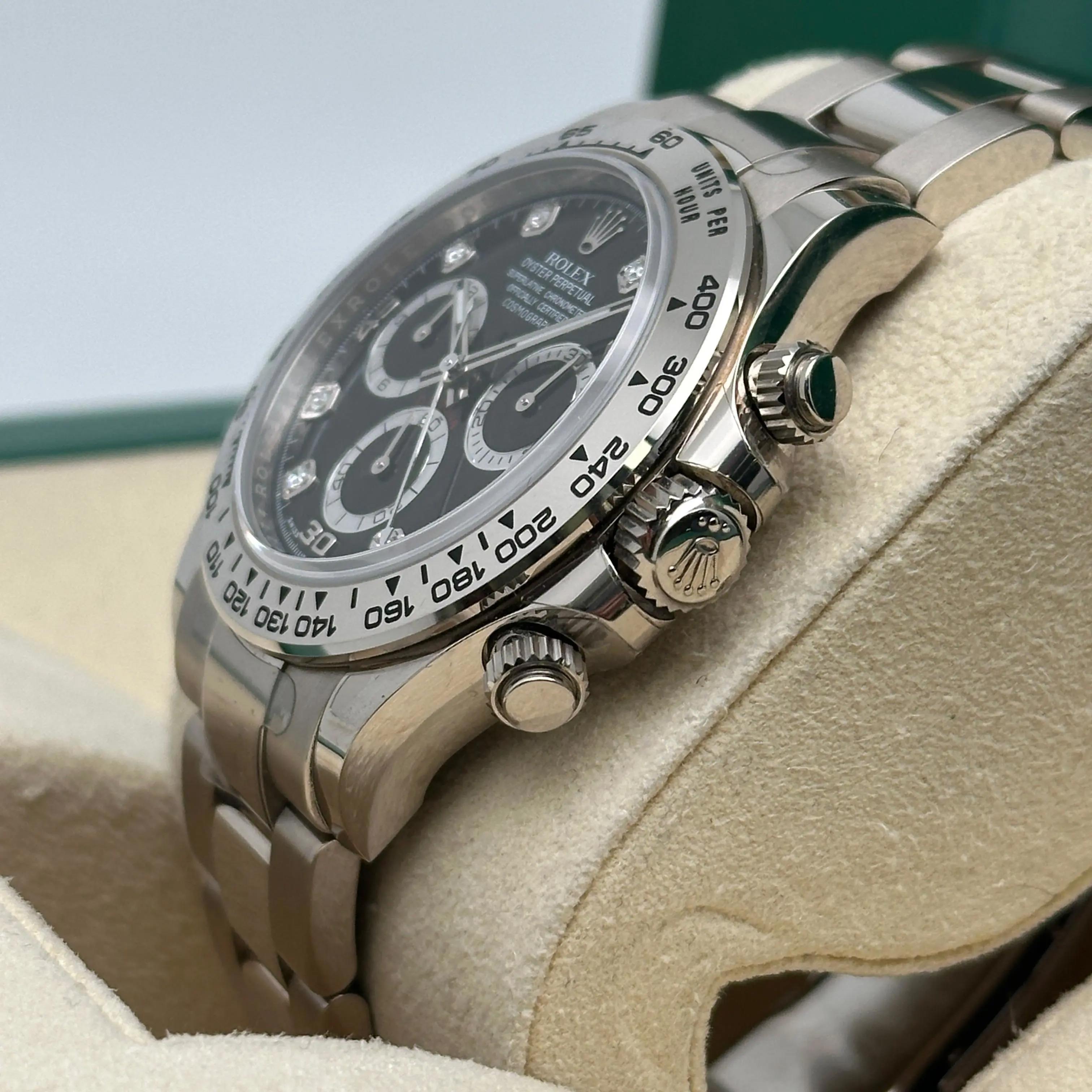 Rolex Daytona 18K White Gold Black Diamond Dial Watch 116509 in vendita 1