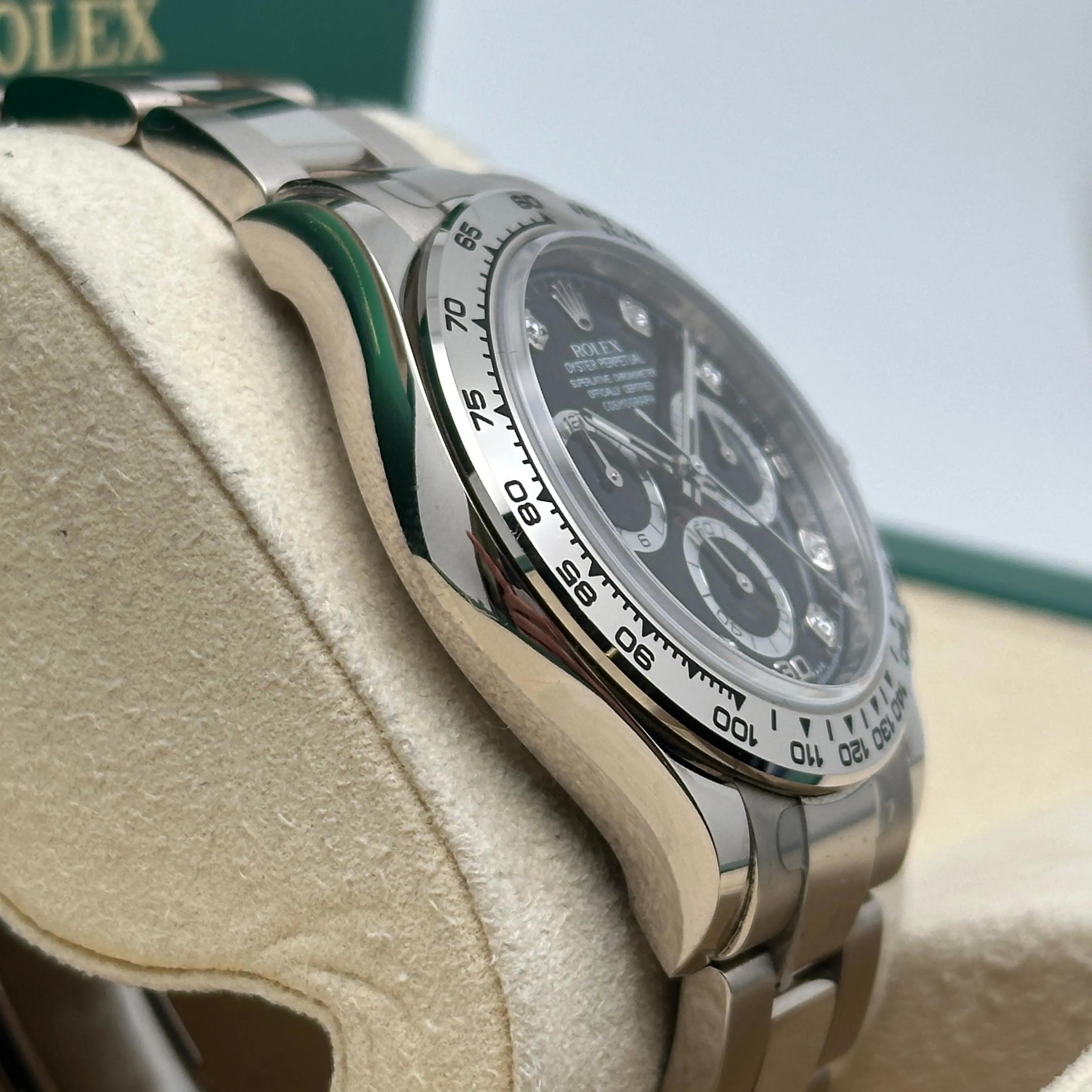 Rolex Daytona 18K White Gold Black Diamond Dial Watch 116509 in vendita 2