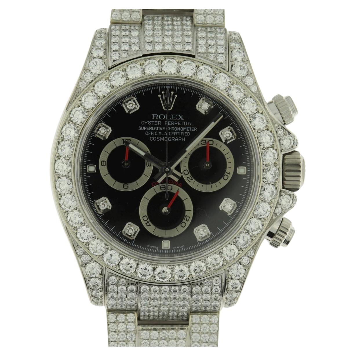 Rolex Daytona 18k White Gold REF 116509  with 10+ cttw Top Natural Diamonds For Sale