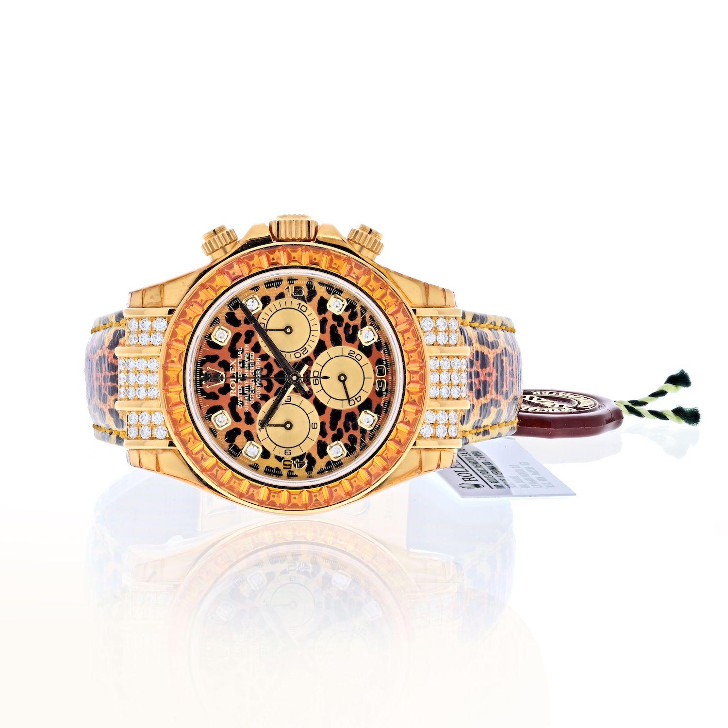 Men's Rolex Daytona 18K Yellow Gold 116598 Cosmograph Leopard Watch