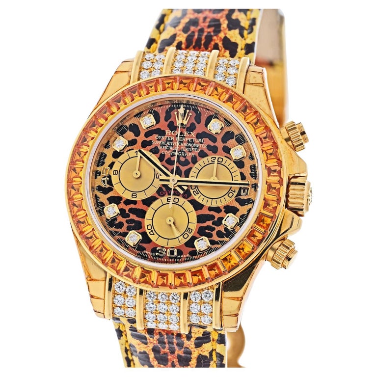 Rolex Daytona 18K Yellow Gold 116598 Cosmograph Leopard Watch at 1stDibs |  rolex daytona leopard, rolex leopard daytona, rolex daytona special edition